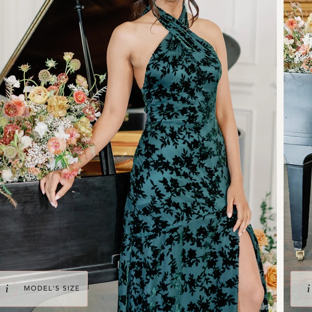 Reverly emerald green burnout dress